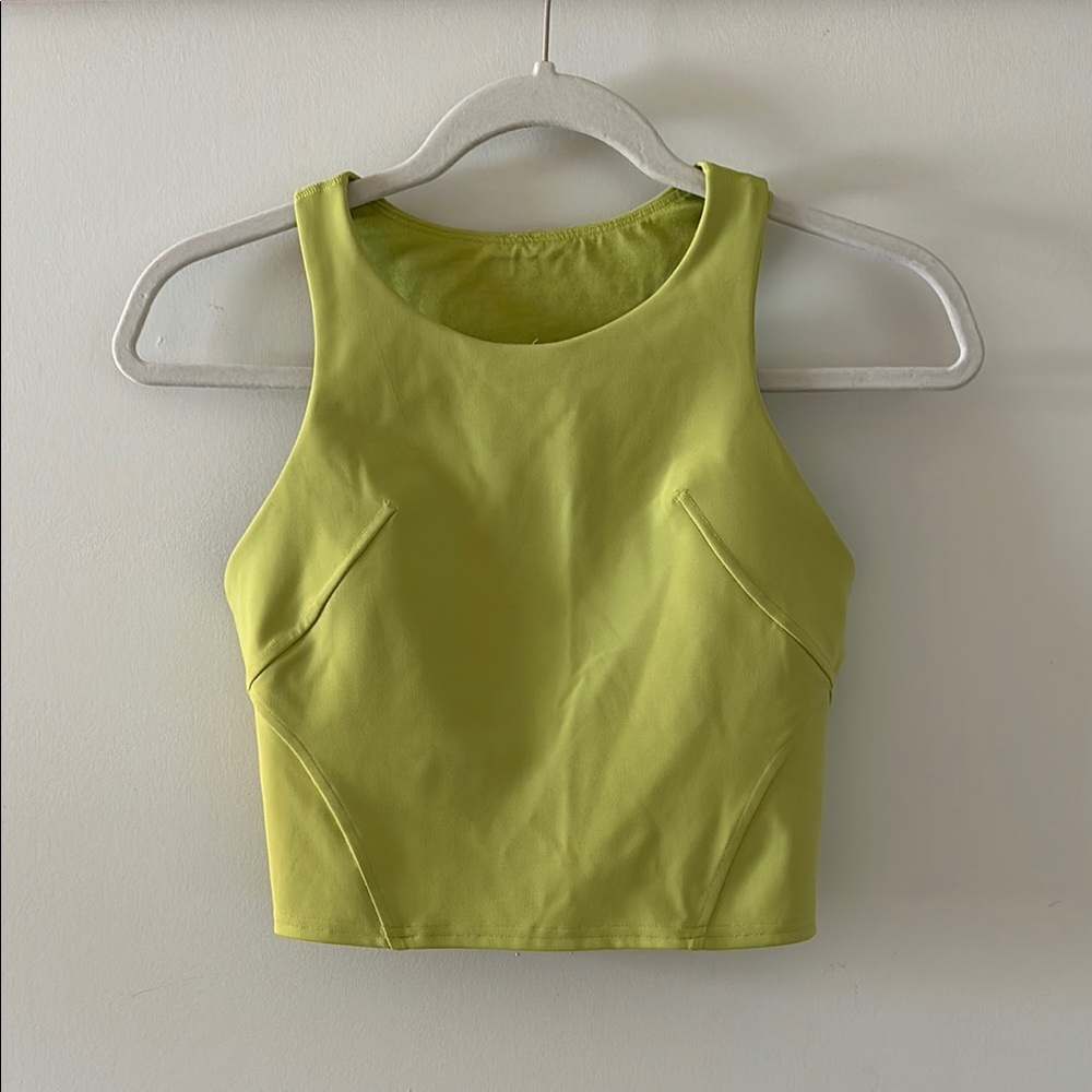Lululemon Sports Bra/Cropped Tank. Size 6. Color: Lime Yellow/Green